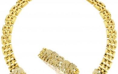 55021: Diamond, Emerald, Gold Jewelry Suite The elepha