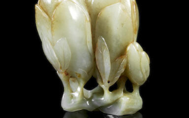 A pale green jade carving of magnolia