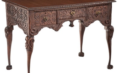 61021: A Continental Chip-Carved Oak Desk, 19th century
