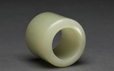 Chinese celadon jade archer's ring, 1.25"h