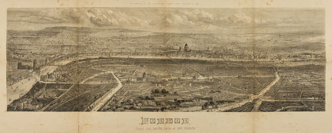 London.- River Thames.- Illustrated London News (The) London from the South Side of the Thames, 1861; folding into complete uncut issue of The Illustrated London News for February 6th 1861, together with Supplement with illustrated key to view, 1861