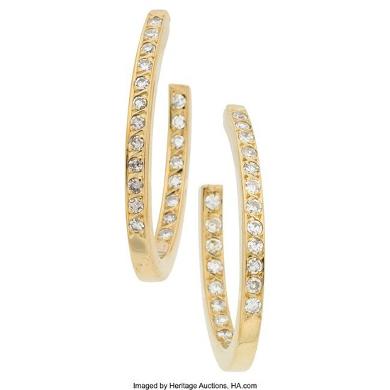 71021: Diamond, Gold Earrings Stones: Single-cut diamo