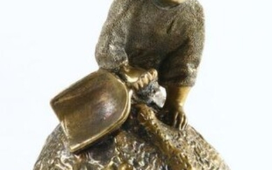 A Russian patinated and textured bronze figural table