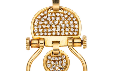 Diamond, Gold Pendant, Trabucco The pendant features single-cut diamonds...