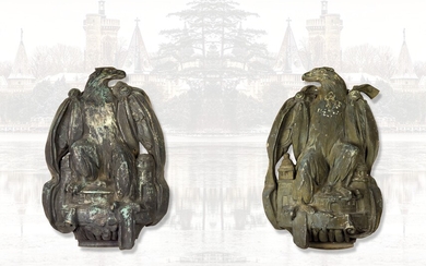 A pair of large architectural eagles from Franzensburg Castle in Laxenburg