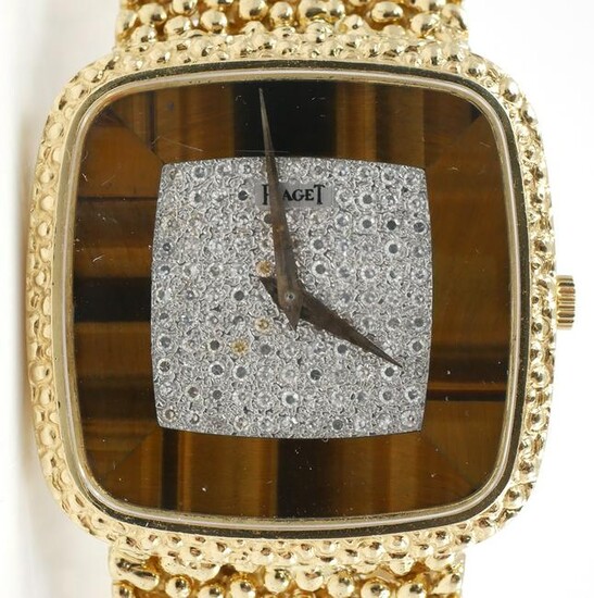 PIAGET 18k Gold Diamond Watch, Vtg