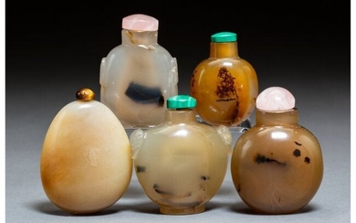 78021: A Group of Five Chinese Hardstone Snuff Bottles