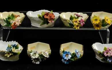 8 Dresden Saxony Porcelain Floral Open Salts