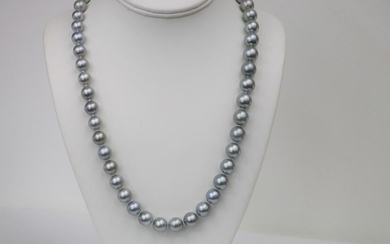 9-11mm Tahitain Platinum Silver Round Necklace with