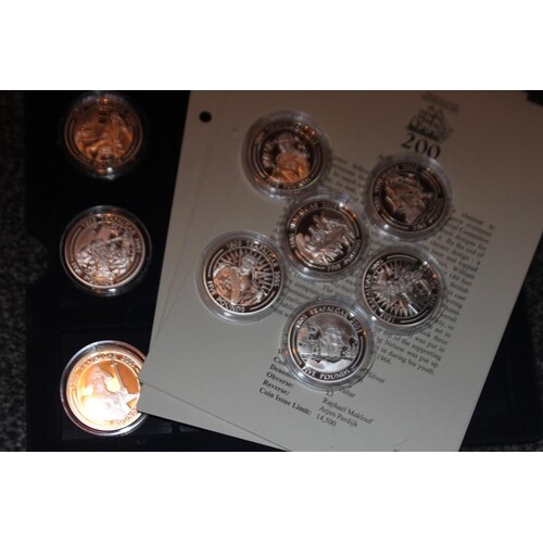 9 x various trafalger bicentenary 925 silver proof coins wit...