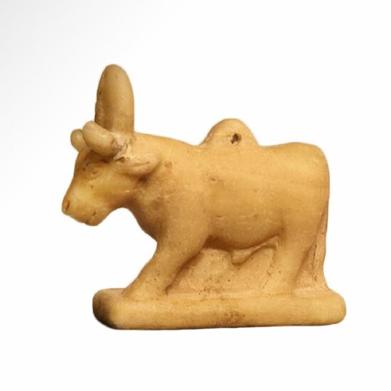 Egyptian Alabaster Amulet Figure of an Apis Bull, c.