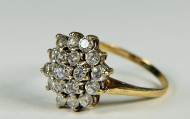9ct Yellow Gold CZ set Cluster ring. Finger size 'M-5' 2....