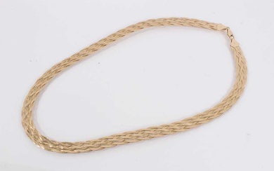 9ct gold six strand plaited chain necklace