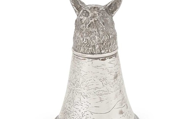 A 1920s wolf head stirrup cup