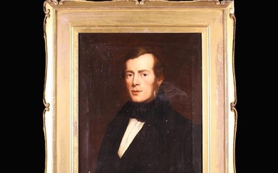 A 19th Century Oil on Canvas: Head & Shoulders Portrait of a Gentleman, 23'' x 19'' (58 cm x 48 cm).