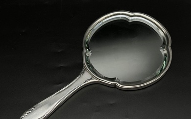 A 19th Century Silver Chinese Rosebud Hand Mirror With Maker...