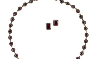 A 19th century garnet necklace, composed of...