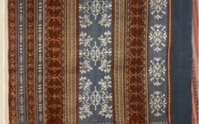 A Blue Brown cotton handspun Ikat cloth with natural dye