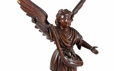 A Carved Walnut Figure of Angel Gabriel