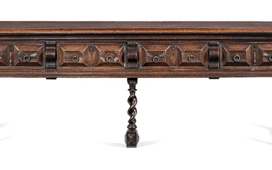 A Charles II joined oak fully-open low dresser, circa 1670