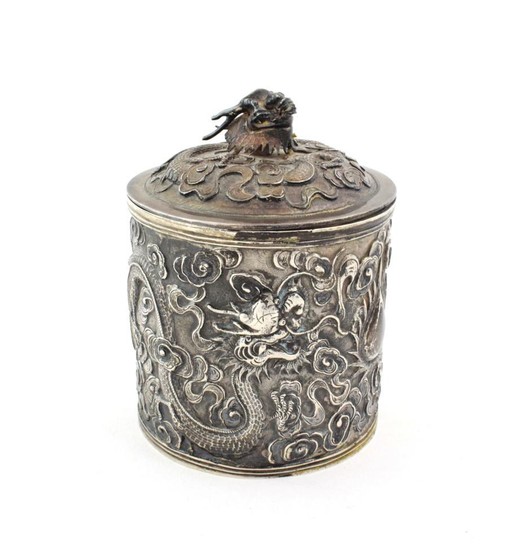 A Chinese Export Silver Canister, maker's mark SS, possibly for...