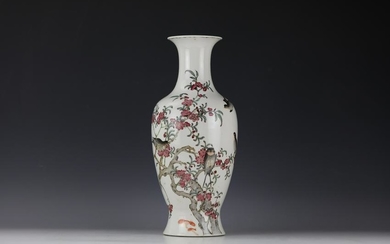 A Chinese Famille Flower and Peach Porcelain Vase