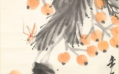 A Chinese Loquat Painting On Paper, Hanging Scroll, Qi Baishi Mark
