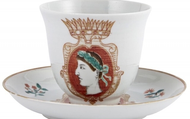 A Chinese Porcelain Cup and Saucer Made for the Italian Market
