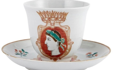 A Chinese Porcelain Cup and Saucer Made for the Italian