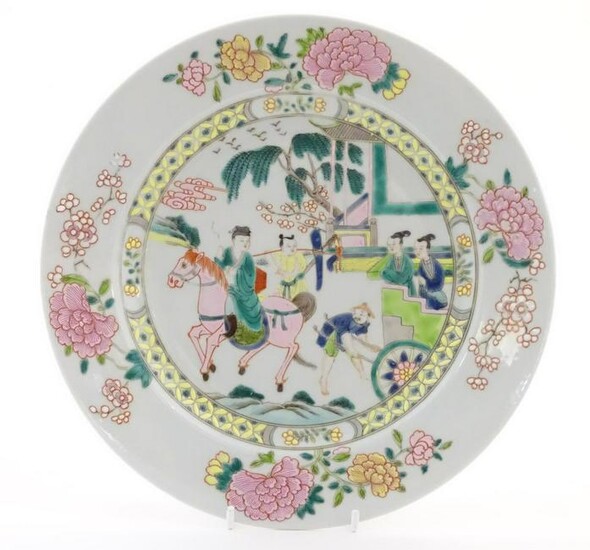 A Chinese famille rose plate depicting a landscape