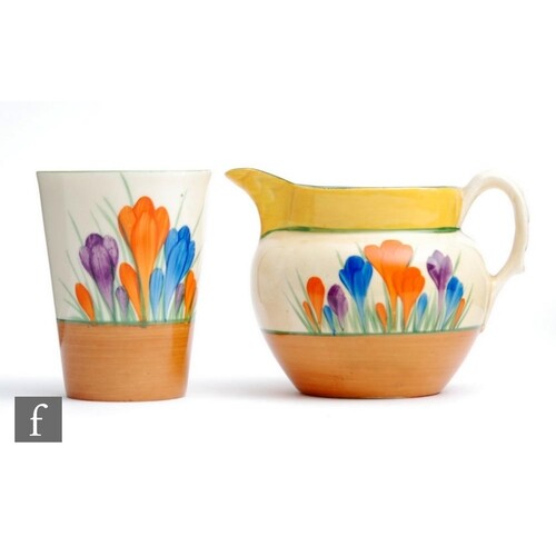 A Clarice Cliff Perth shape jug circa 1930, hand painted in ...