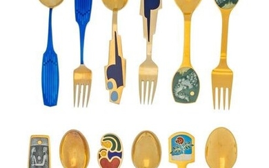 A Collection of Danish Silver-Gilt Christmas Fork and