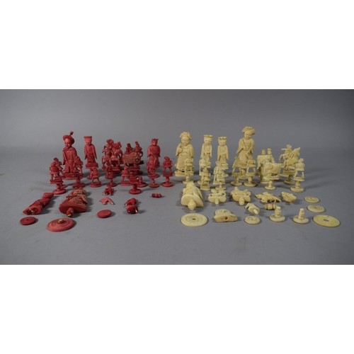 A Collection of Late 19th Century Chess Pieces, Many in Need...