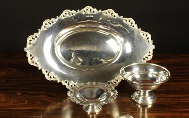 A Collection of Silver: An Edwardian Oval Silver Dish with a pierced border of scrolling foliate wav