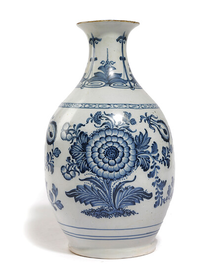 A DELFT POTTERY BLUE AND WHITE VASE