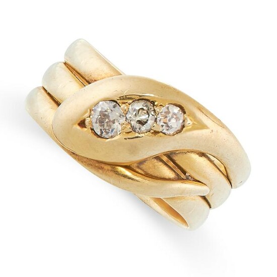 A DIAMOND SNAKE RING, 1924 in 18ct yellow gold
