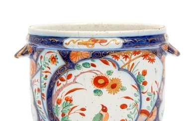 A Delft Doré faience imari flower pot