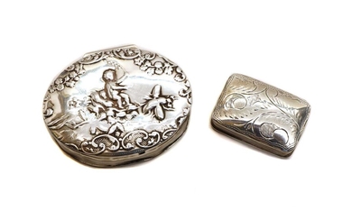 A Dutch silver snuff box and silver pill box
