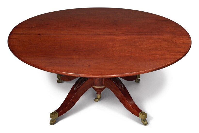 A FRENCH DIRECTOIRE MAHOGANY DINING TABLE IN THE MANNER OF JACOB, LATE 18TH CENTURY