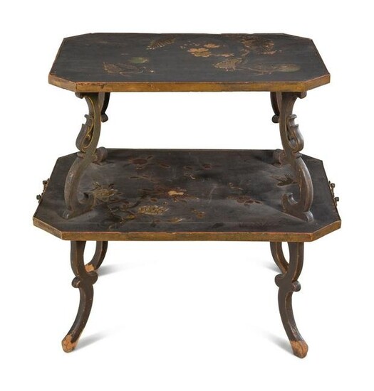 A French Chinoiserie Decorated Two-Tier Table