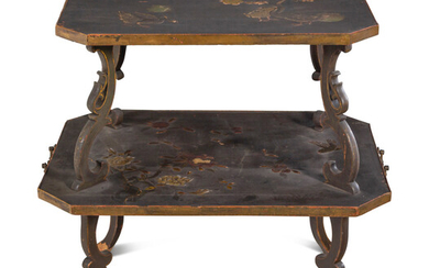 A French Chinoiserie Decorated Two-Tier Table