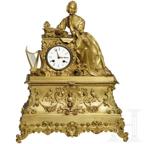 A French/Belgian gilt-brass Empire mantel clock, circa