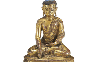 A GILT-COPPER FIGURE OF BUDDHA NEPAL, 14TH-15TH CENTURY
