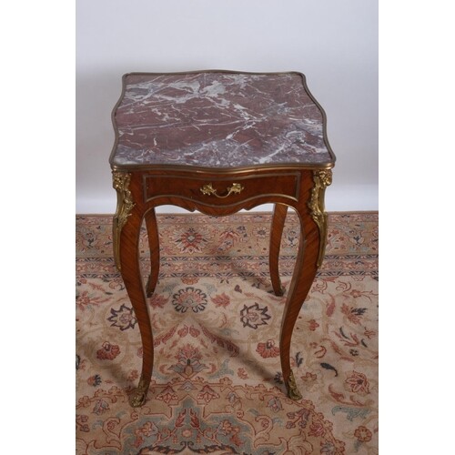A GOOD CONTINENTAL KINGWOOD GILT WOOD AND MARBLE SIDE TABLE ...