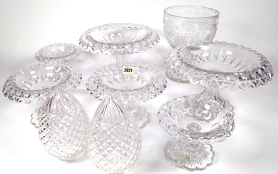 A GROUP OF SIX CUT GLASS TAZZAS (9)