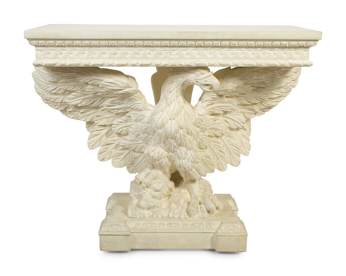 A George III Style White-Painted Pine Carved Eagle Console Table