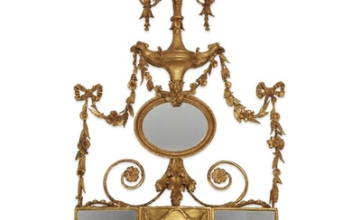 A George III giltwood and gesso two-light girandole 19th...