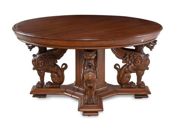 A German Carved Oak Dining Table