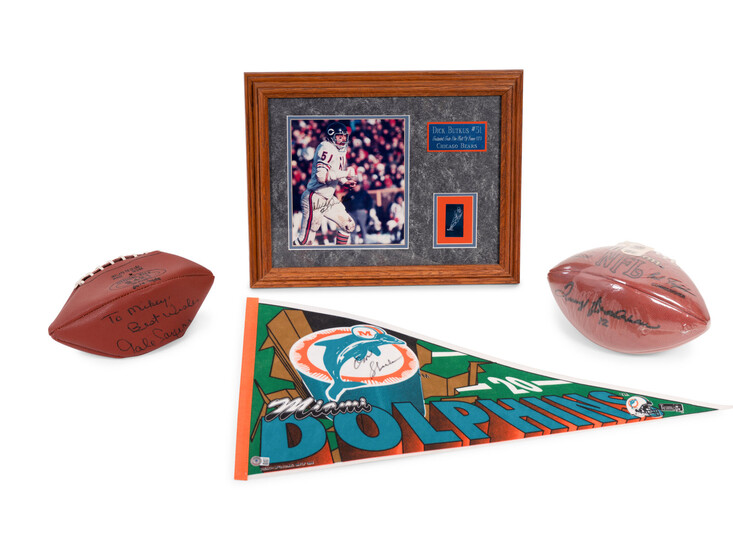 A Group of Signed Autograph Football Hall of Fame Items Including Terry Bradshaw, Dick Butkus, Gale Sayers and Don Shula (BAS Beckett Authentication Services Certified)