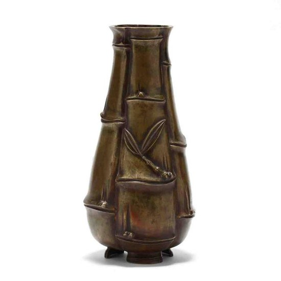 A Japanese Bronze Bamboo Style Vase